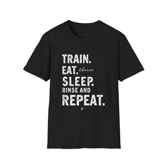 Train Eat Sleep Repeat T-Shirt, Fitness Apparel, Gym Wear, Motivational Shirt, Casual Unisex Tee - Psychonaut Swag