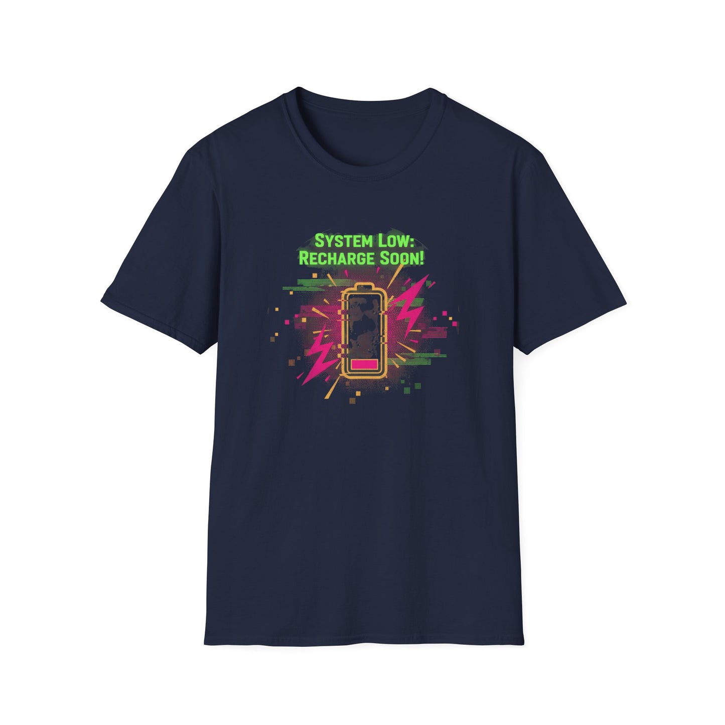 Needs Charging,  T-Shirt — Retro Neon Phone Graphic Tee