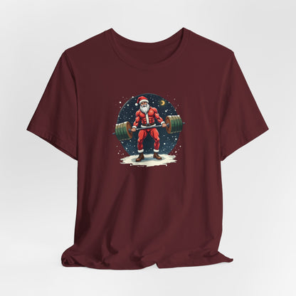 Jacked Santa Weightlifting, Unisex Jersey Short Sleeve Tee