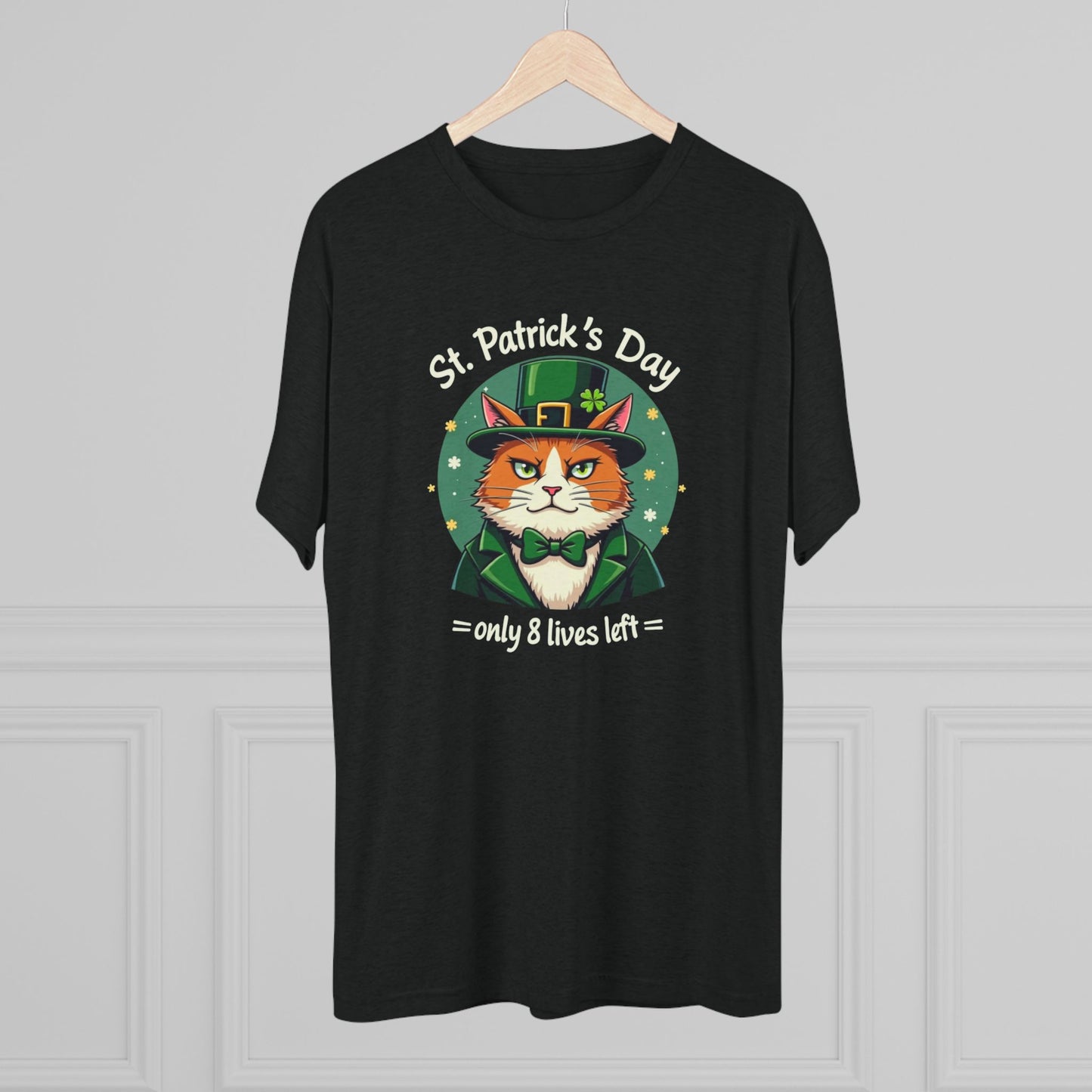 St. Patrick’s Day Cat Tee — “Only 8 Lives Left” Funny Irish Holiday Shirt