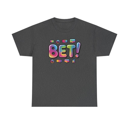 Bet! Colorful Speech Bubble Graphic Tee — Casual Youth Streetwear T-Shirt