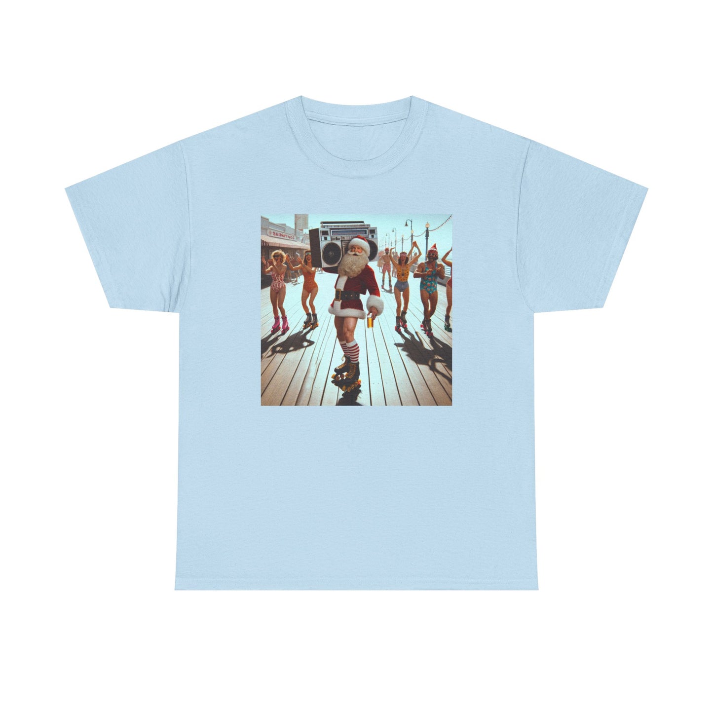 Santa Boombox Retro Christmas Tee — Holiday Dance Party T-Shirt