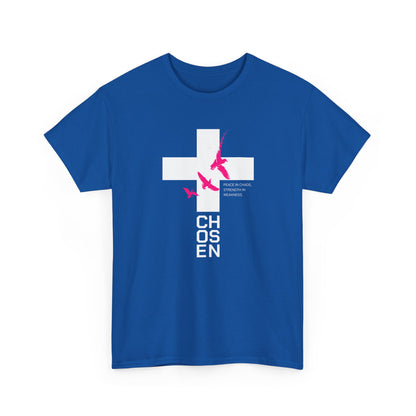 Chosen Cross T-Shirt — Bold Faith Graphic Tee with Pink Birds