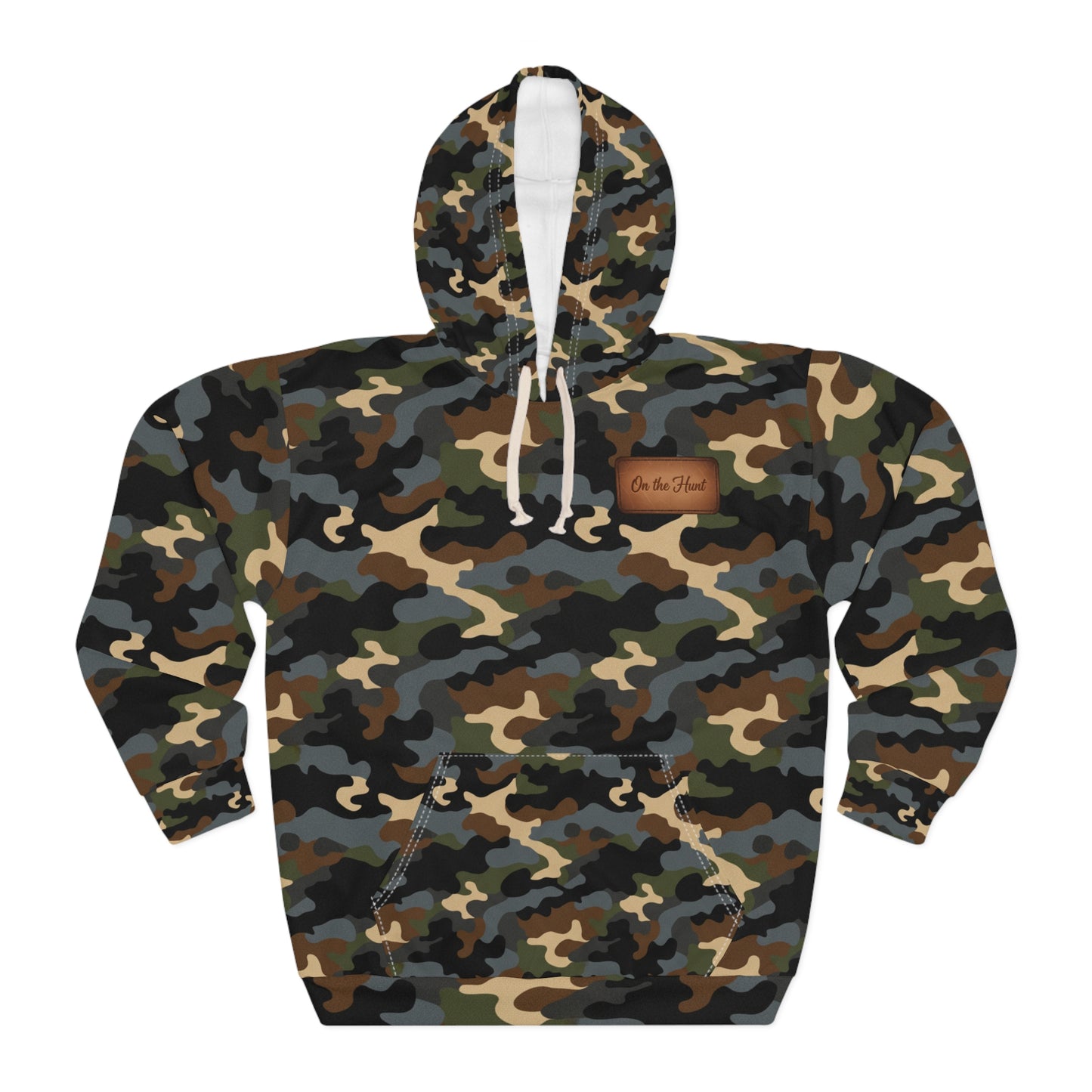 On the Hunt, Camo All-Over Print Hoodie — Classic Woodland Camouflage Pullover