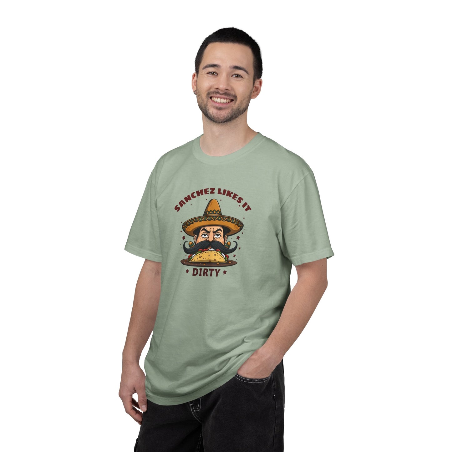 "Dirty Taco" Moustache and Sombrero Taco Graphic Tee
