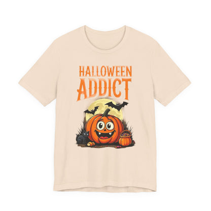 Halloween Addict Tee | Unisex Short Sleeve T-Shirt, Fun Halloween Apparel, Pumpkin Tee, Spooky Season Shirt, Gift for Halloween Lovers - Psychonaut Swag