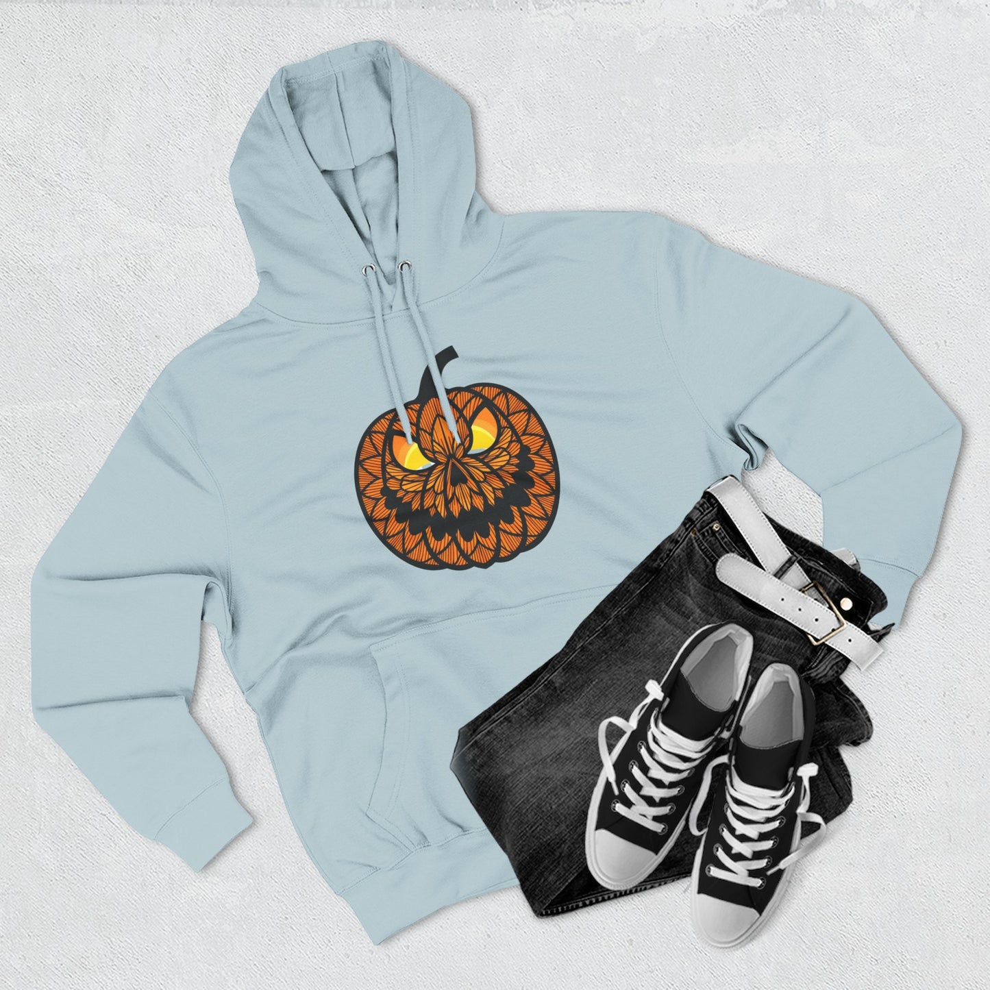 Pumpkin Mandala Hoodie — Halloween Jack-O'-Lantern Fleece Pullover