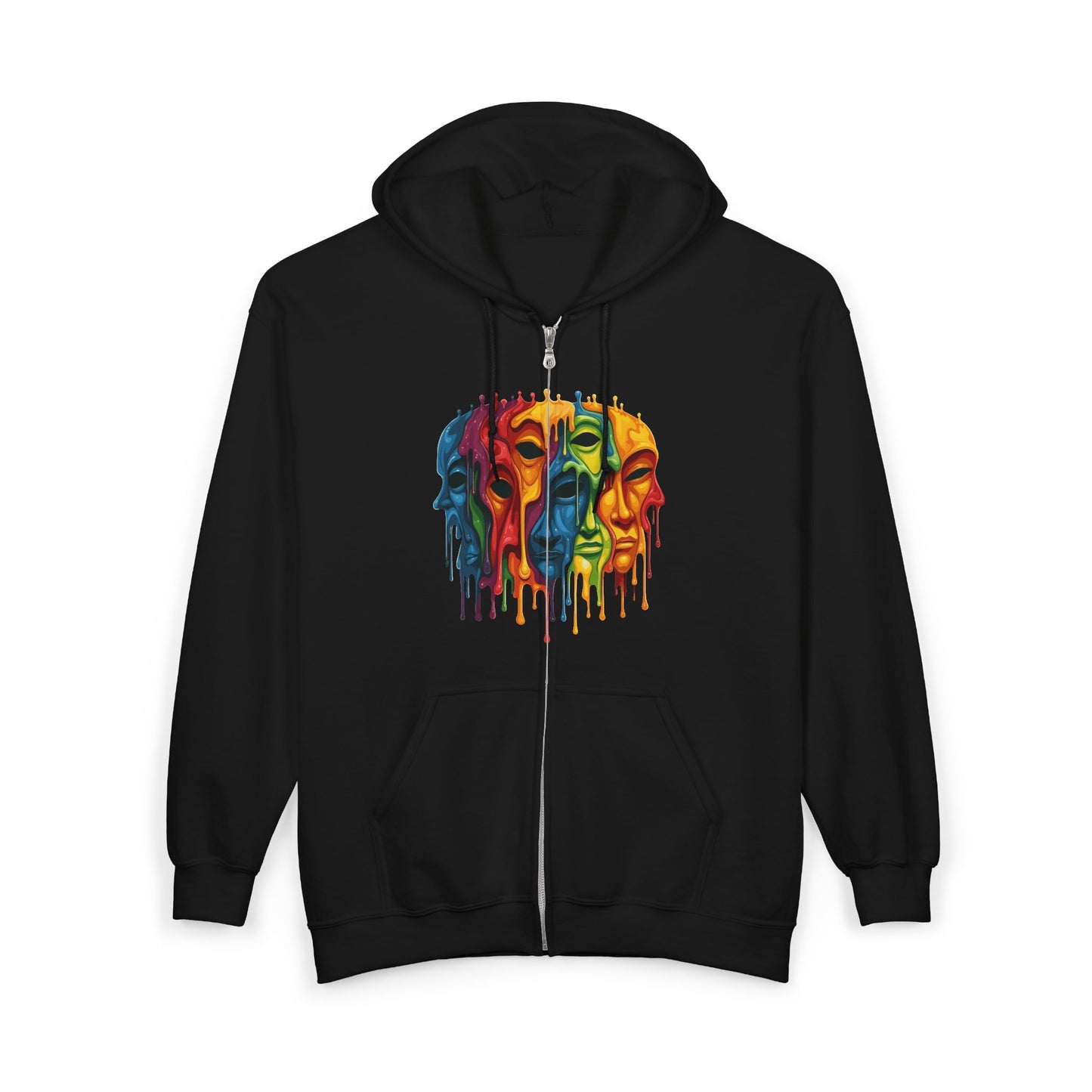 Delusional Masks, Psychedelic Unisex Heavy Blend™ Full Zip Hooded Sweatshirt