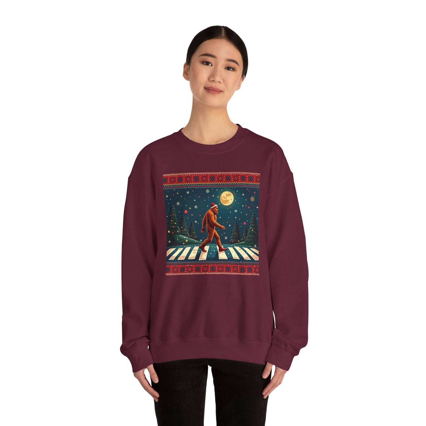 Bigfoot Holiday Sweatshirt — Sasquatch Crossing Winter Christmas Crewneck