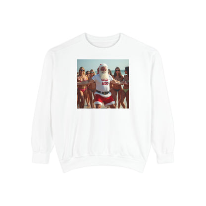 Santa Dad Bod Beach Bod, Unisex Garment-Dyed Sweatshirt