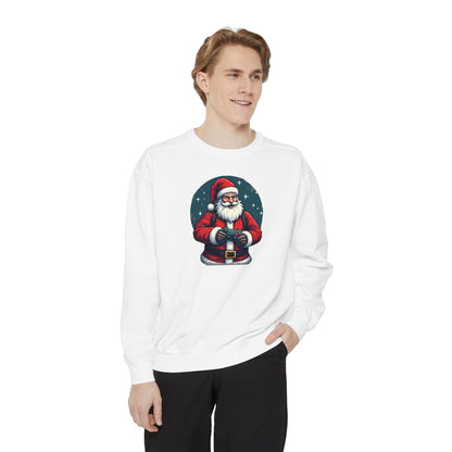 Gamer Santa, Unisex Garment-Dyed Sweatshirt