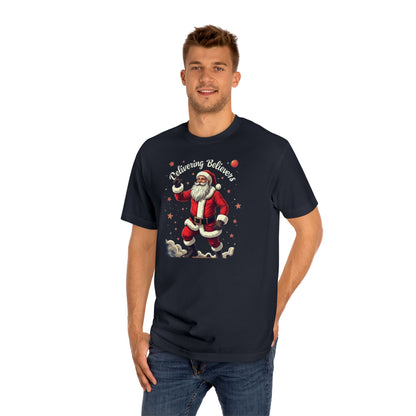 Santa Space Tee — "Delivering Believers" Cosmic Explorer Christmas T‑Shirt