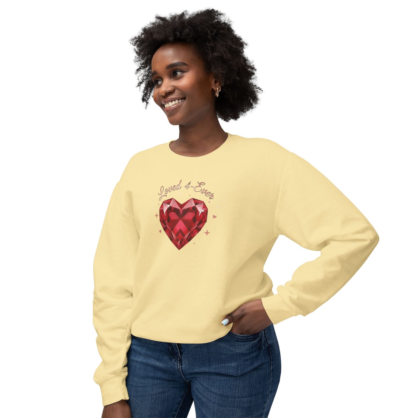 Love & Gems Sweatshirt — Red Heart Crystal Graphic Crewneck