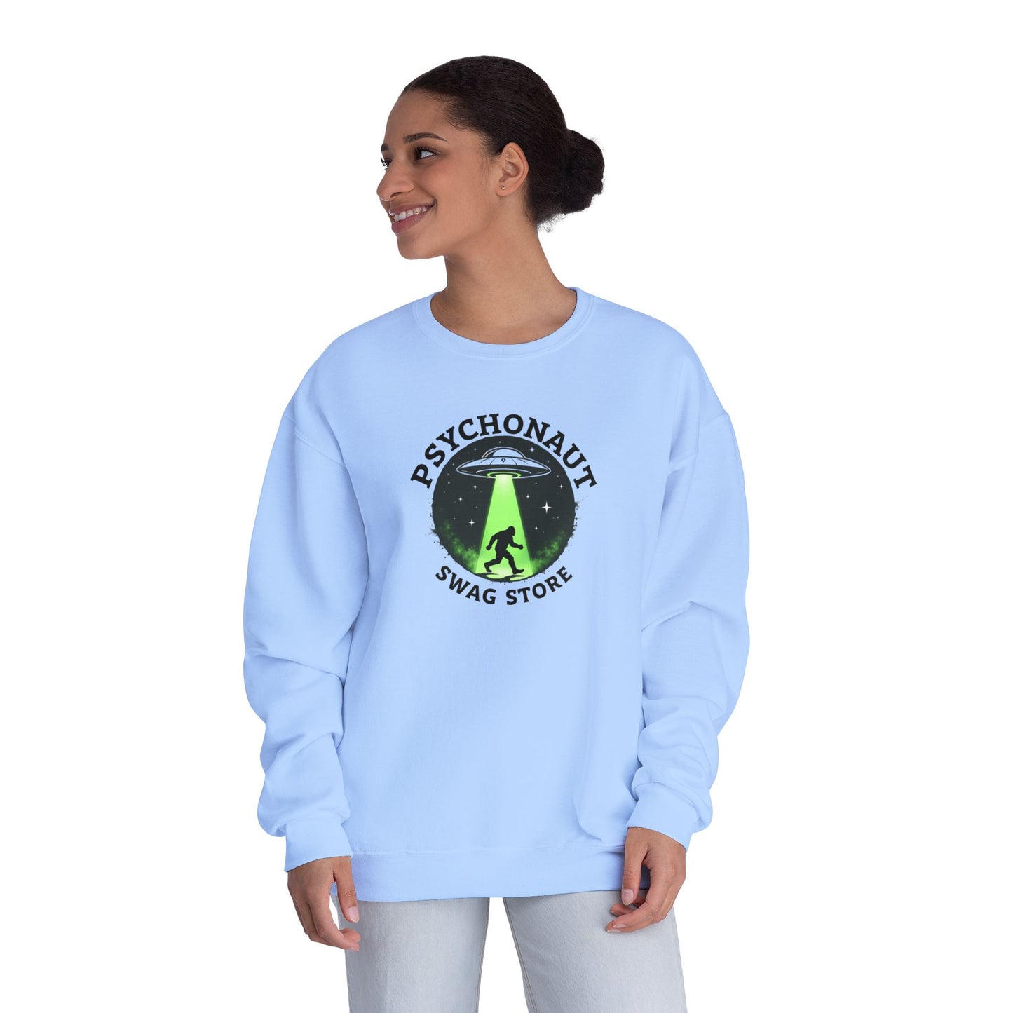 Psychonaut Swag Crewneck Sweatshirt – UFO Abduction Graphic Pullover