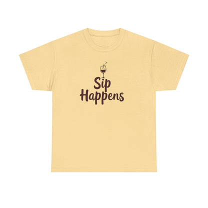 Sip Happens Unisex Heavy Cotton Tee - Funny Graphic Shirt, Casual Wear, Gift for Coffee Lovers, Everyday Comfort, Birthday Party T-Shirt - Psychonaut Swag