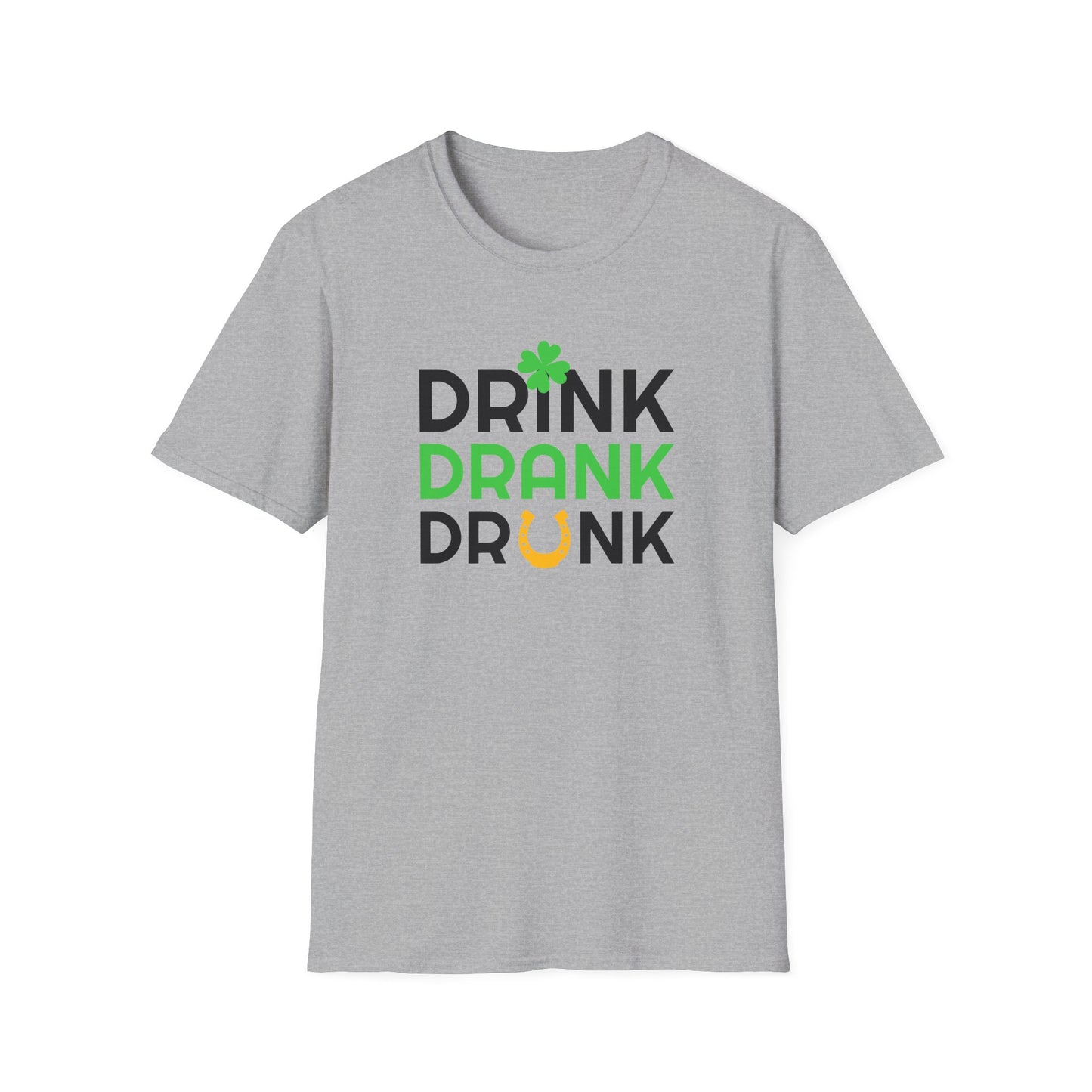 Drink Drank Drunk T-Shirt — St. Patrick’s Day Shamrock & Horseshoe Party Tee