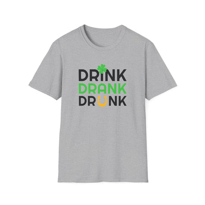 Drink Drank Drunk T-Shirt — St. Patrick’s Day Shamrock & Horseshoe Party Tee
