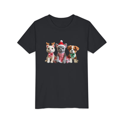 Kids Christmas Puppy Tee — Cute Festive Dogs in Santa Hats