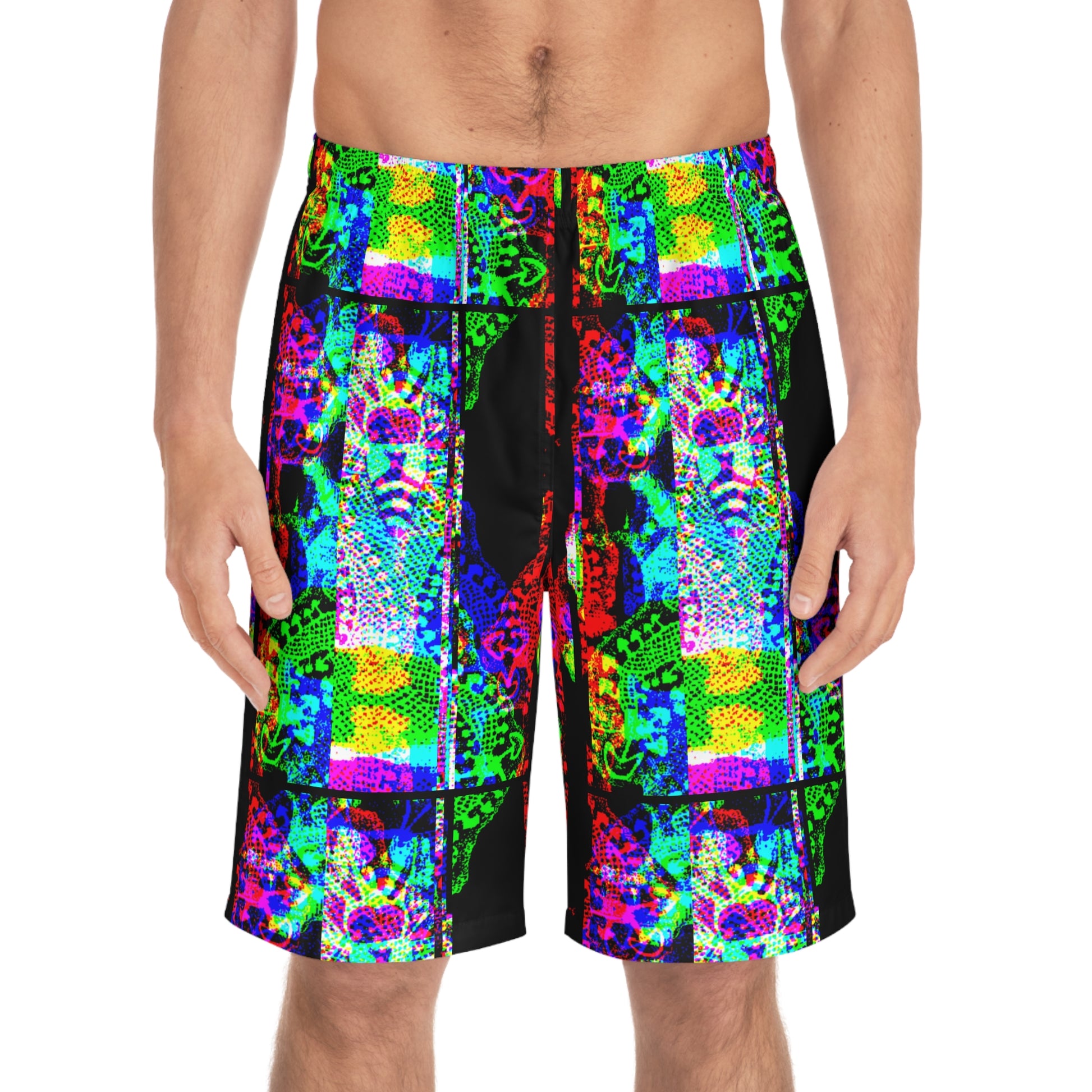 Board Shorts - Groovy Bee Man Pattern - Psychonaut Swag