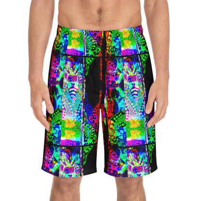 Board Shorts - Groovy Bee Man Pattern - Psychonaut Swag