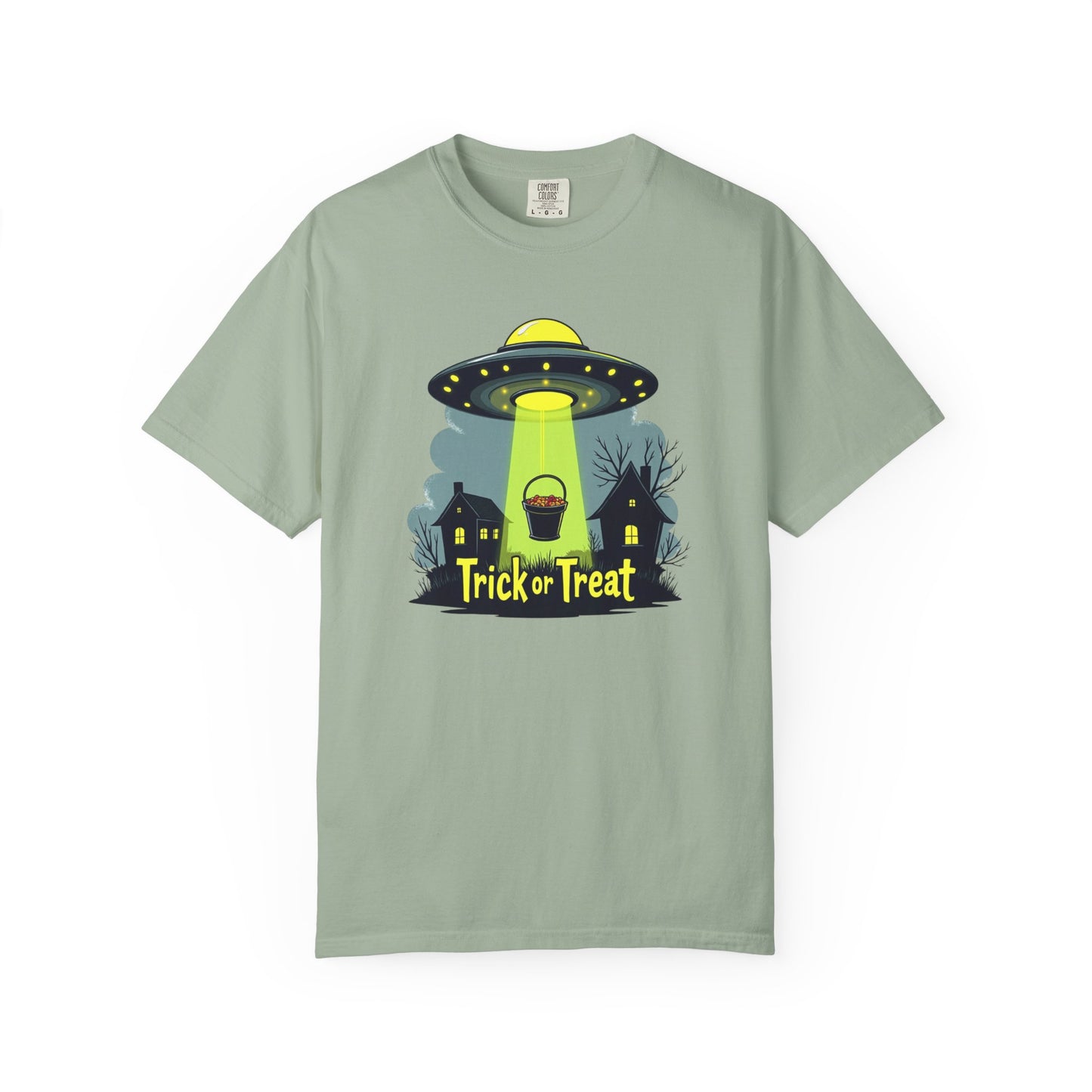 Halloween UFO Trick or Treat T-Shirt — Alien Abduction Spooky Tee
