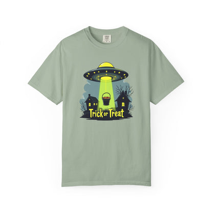 Halloween UFO Trick or Treat T-Shirt — Alien Abduction Spooky Tee