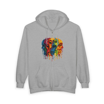 Delusional Masks, Psychedelic Unisex Heavy Blend™ Full Zip Hooded Sweatshirt