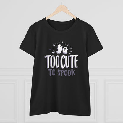 Too Cute to Spook Women's Cotton Tee, Halloween T-Shirt, Ghostly Graphic Tee, Casual Fall Apparel, Fun Halloween Outfit