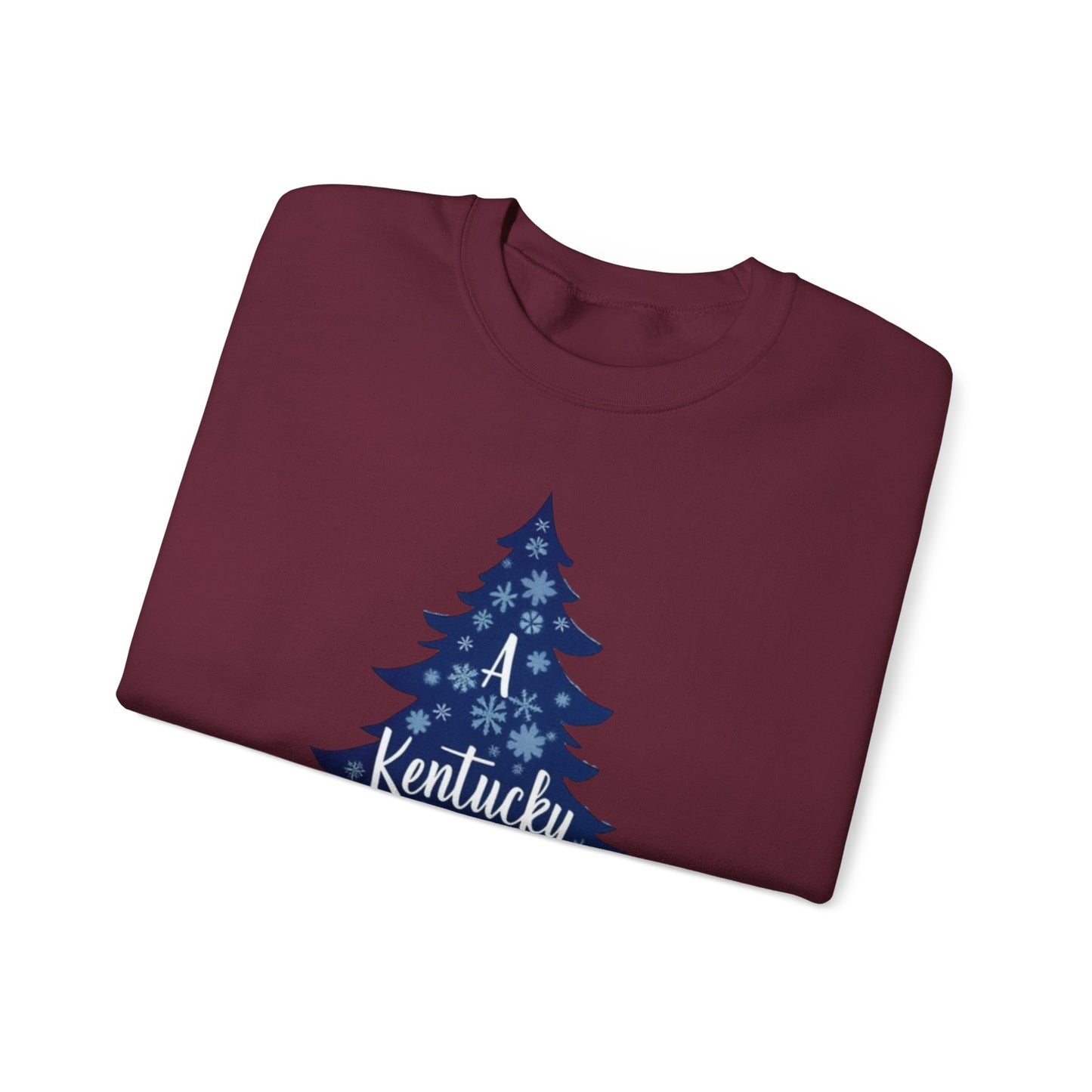 Kentucky Christmas Sweatshirt — Blue Plaid Tree Holiday Crewneck
