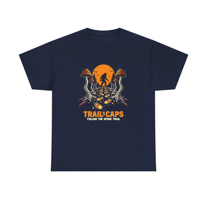 Trailcaps Mushroom Tee — “Follow the Spore Trail” Forest Adventure Shirt