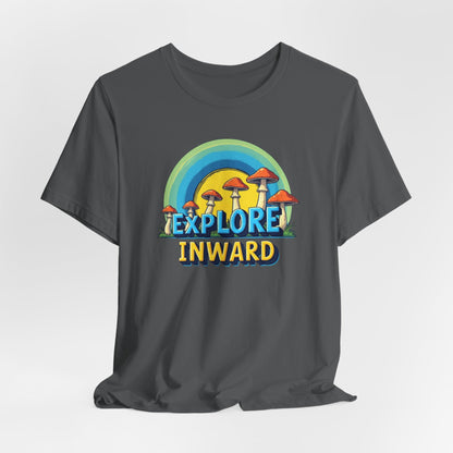 Explore Inward T-Shirt — Retro Mushroom Rainbow Graphic Tee