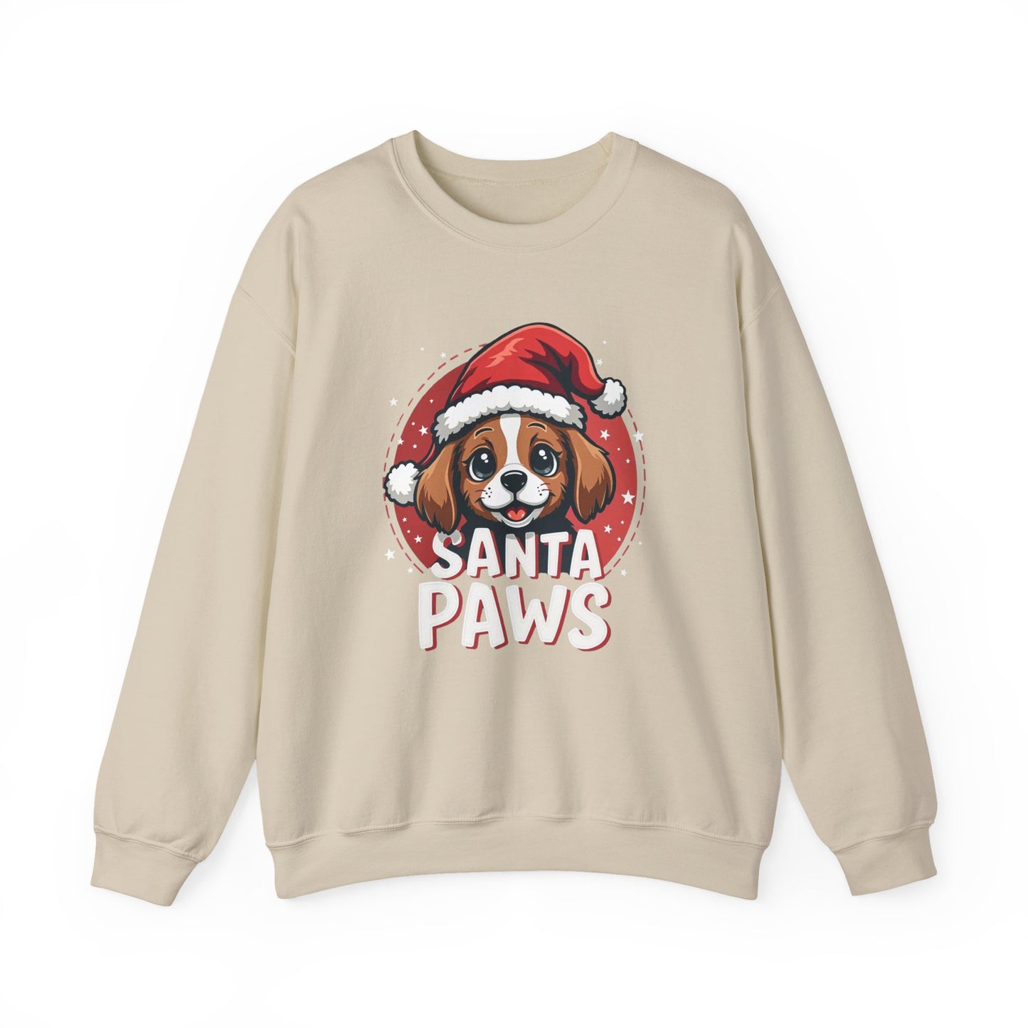 Christmas Dog Sweatshirt — "Santa Paws" Cute Puppy Holiday Crewneck
