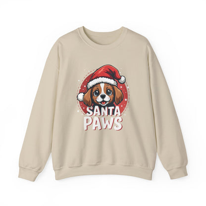 Christmas Dog Sweatshirt — "Santa Paws" Cute Puppy Holiday Crewneck