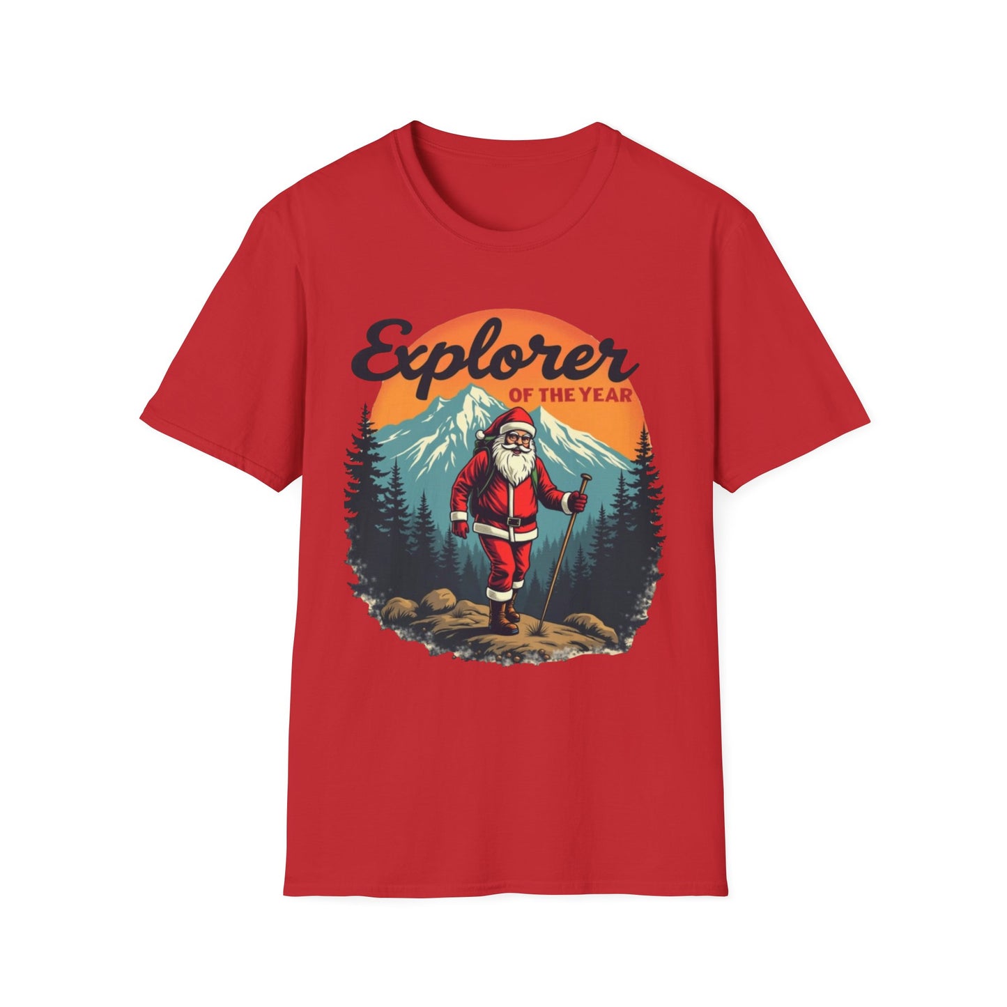 Explorer of the Year T-Shirt — Santa Hiker Vintage Outdoor Christmas Tee