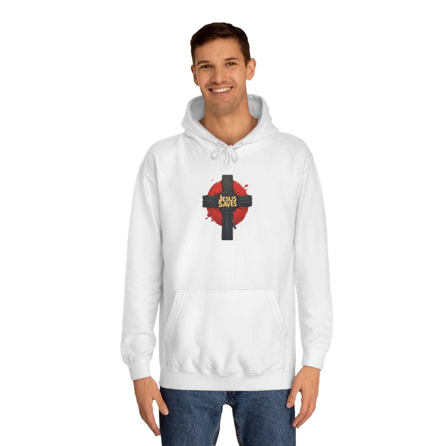 Christian Cross Hoodie – Jesus Saves Heart Graphic