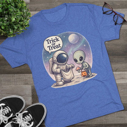 Space Trick or Treat Crew Tee, Halloween T-Shirt, Space Theme Shirt, Unisex Graphic Tee, Fun Costume Tee, Gift for Space Lovers