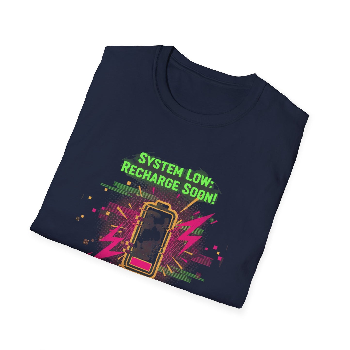Needs Charging,  T-Shirt — Retro Neon Phone Graphic Tee