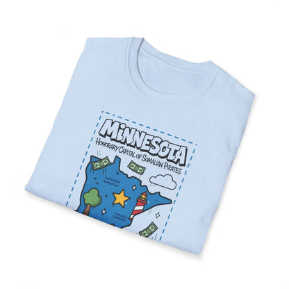 Minnesota Map of Piracy Graphic T-Shirt — Cute State Landmark Tee ("Minnesota")