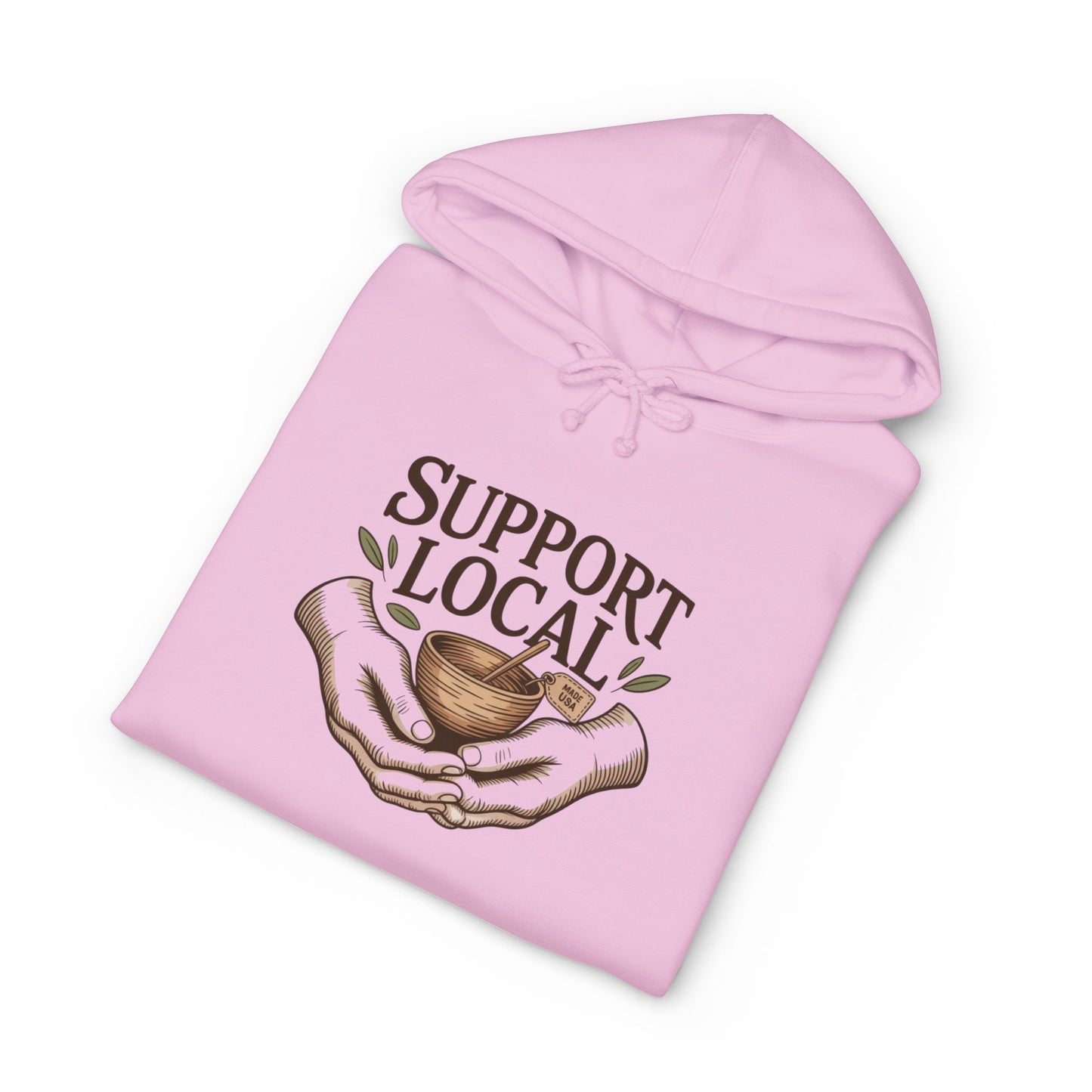 Support Local Hoodie — Vintage Hands & Heart Graphic Hooded Sweatshirt