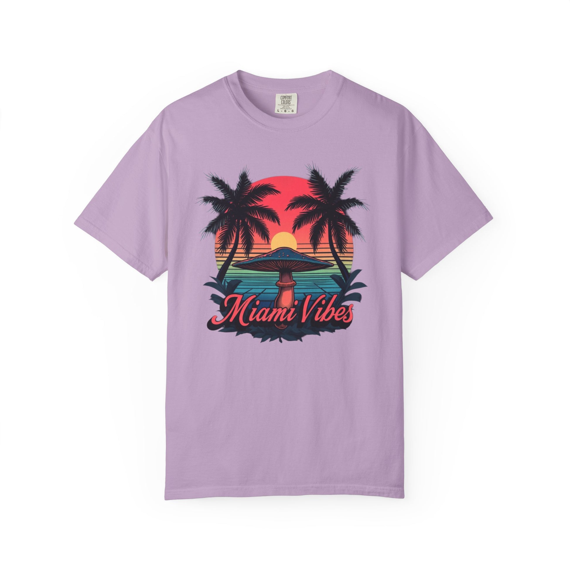 Miami Vibes, T-Shirt with Tropical Vibes Design, Summer Apparel, Beachwear, Gift for Vacation Lovers, Relaxed Style - Psychonaut Swag