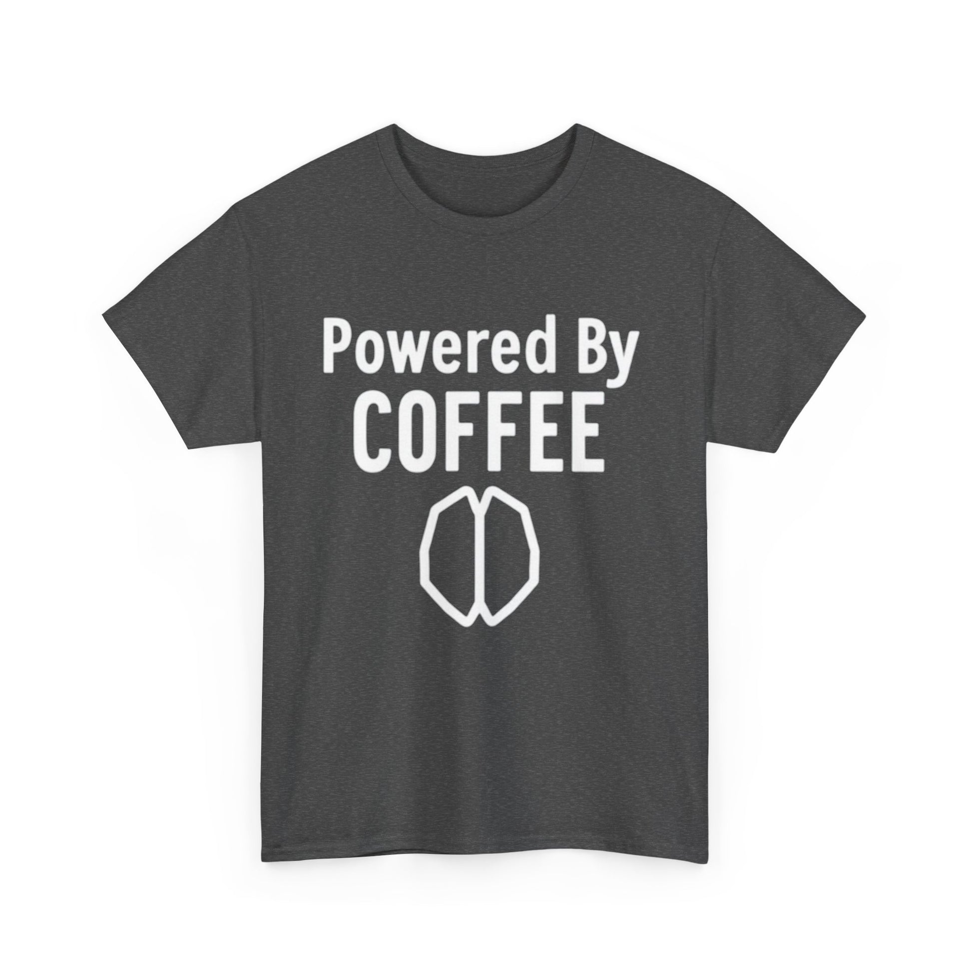 Powered By Coffee Unisex Heavy Cotton Tee, Funny Coffee Lover Shirt, Gift for Barista, Casual Wear, Perfect for Birthdays, Everyday Use - Psychonaut Swag