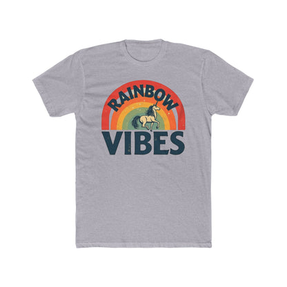 Rainbow Unicorn Vibes Unisex Cotton Crew Tee, Casual Wear, Gift for Friends, Rainbow Theme, Everyday Comfort, Summer Spirit - Psychonaut Swag