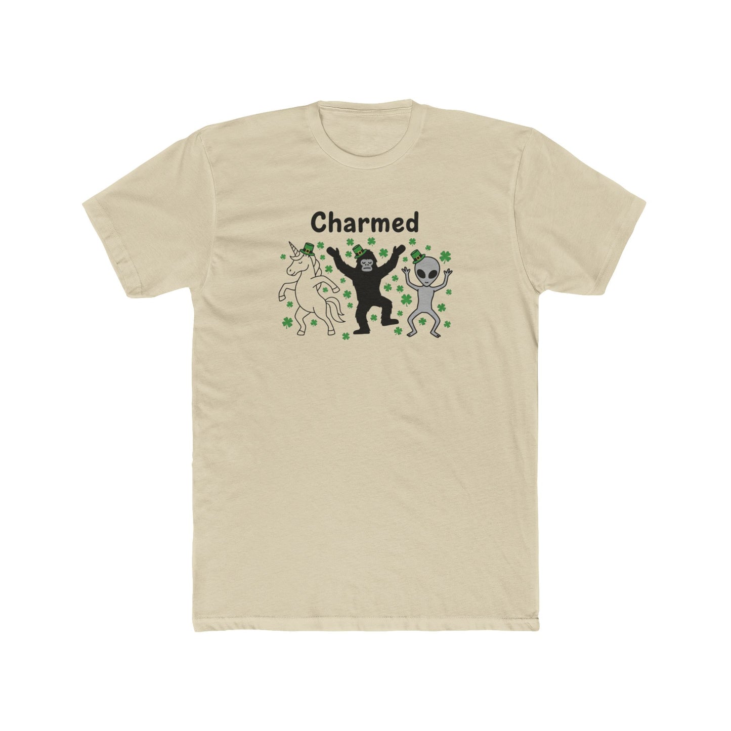 Charmed Unicorn Bigfoot Alien, Unisex Cotton Crew Tee