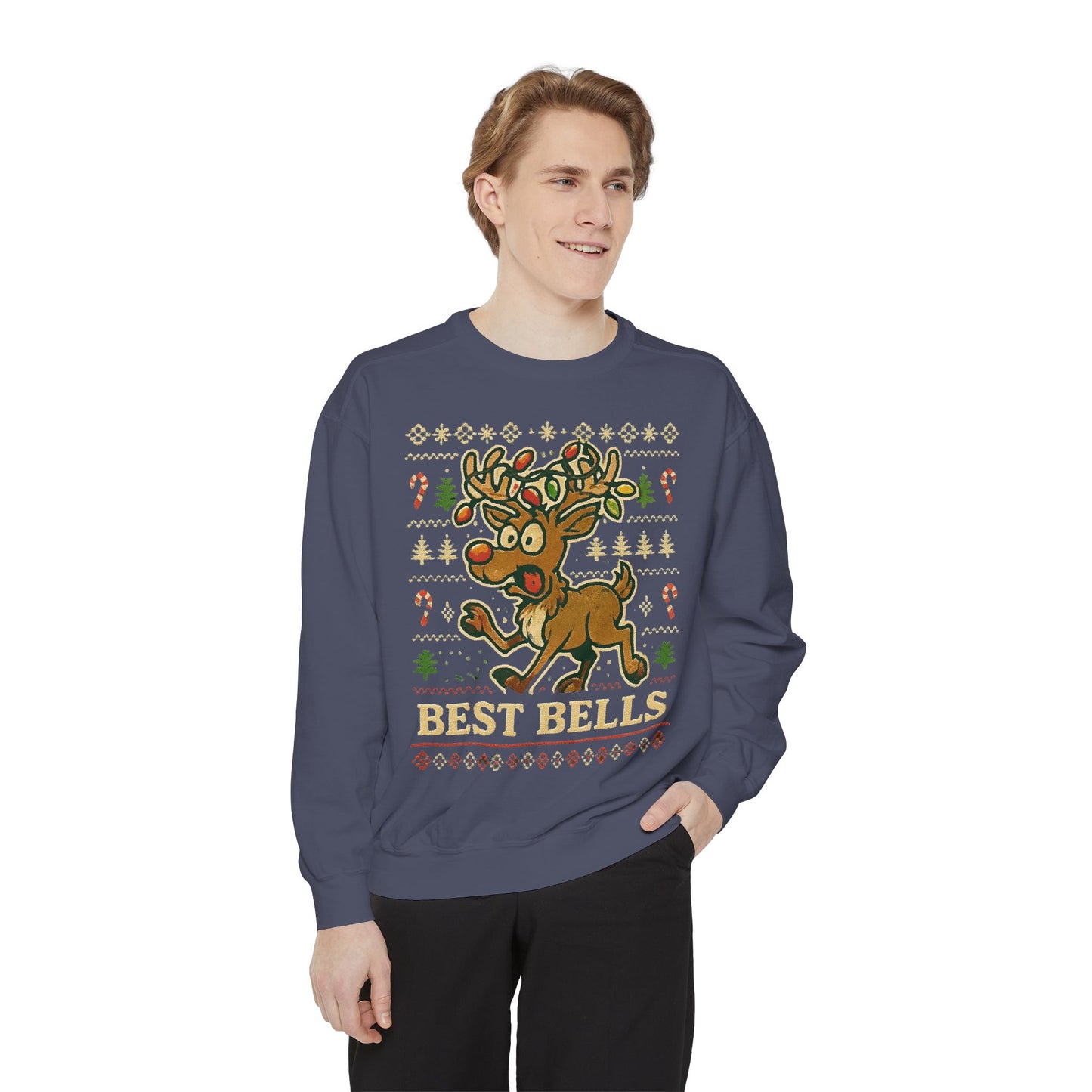 Best Bells Reindeer Sweatshirt Unisex Garment-Dyed Sweatshirt