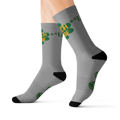 St. Patrick’s 'Pinch Proof' Sublimation Socks — Green Shamrock Crew Socks