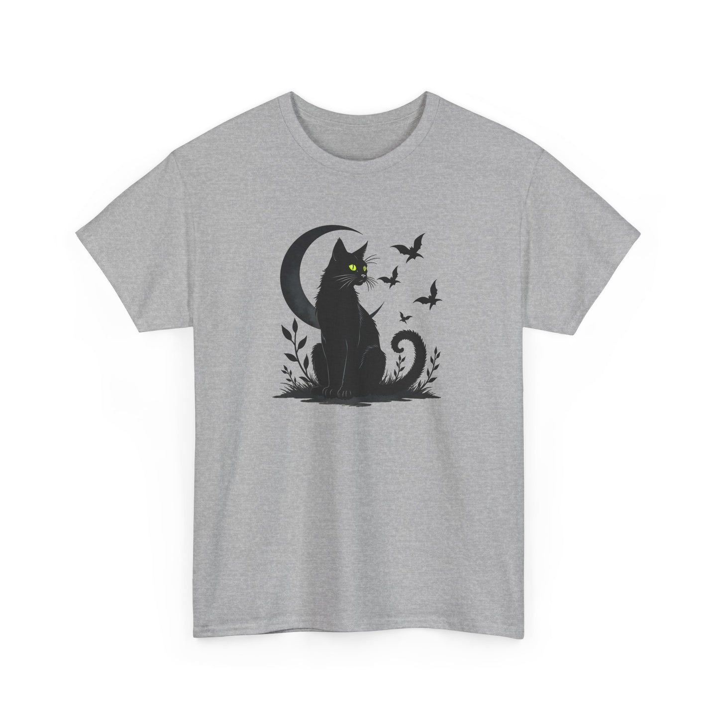 Black Cat Moon T‑Shirt — Gothic Cat Silhouette Tee