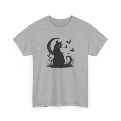 Black Cat Moon T‑Shirt — Gothic Cat Silhouette Tee