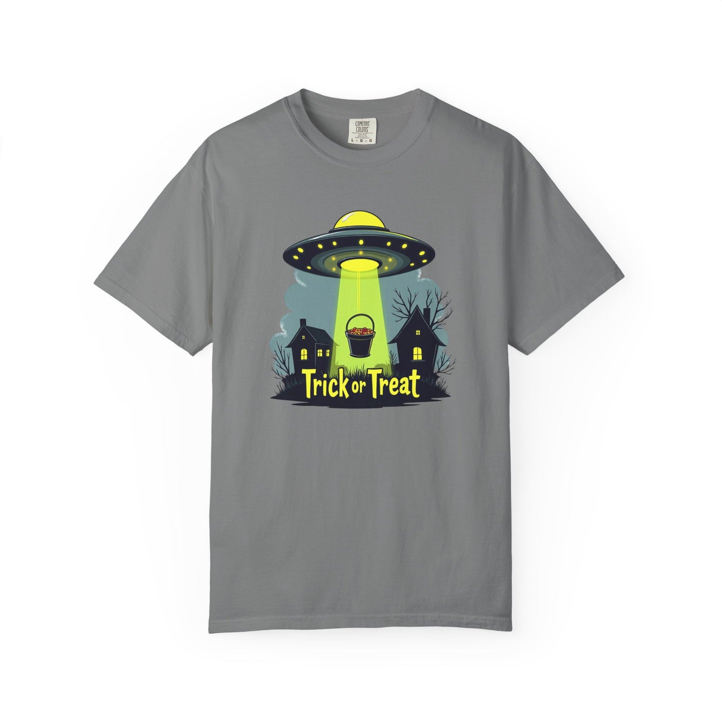 Halloween UFO Trick or Treat T-Shirt — Alien Abduction Spooky Tee