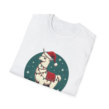 Christmas Llama T-Shirt — Cute Santa Hat Holiday Graphic Tee