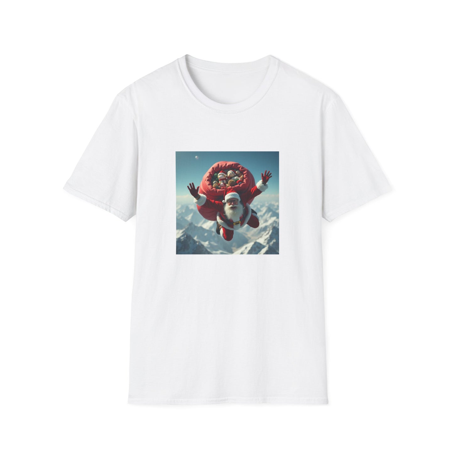 Skydiving Santa, Unisex Softstyle T-Shirt